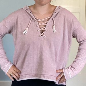 Pink tie front sweatshirt